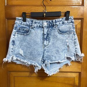 Indigo Rein Light Blue Acid Washed Denim Cutoff Shorts Women’s 27
